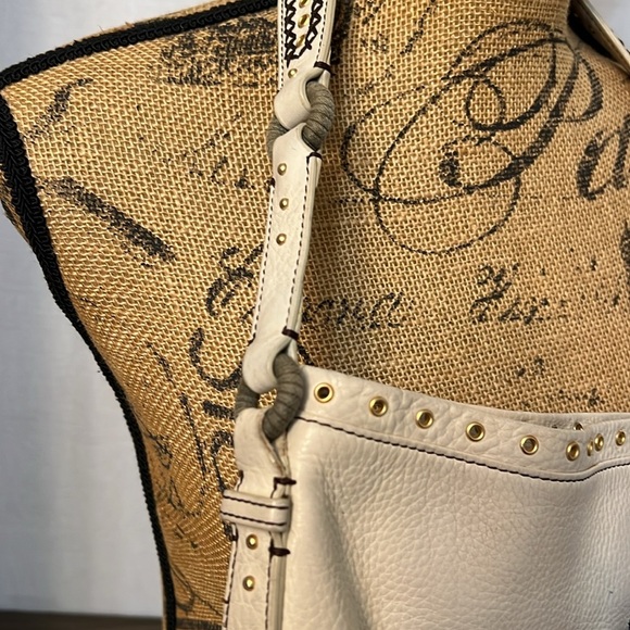 COLE HAAN CREAMY IVORY VILLAGE GROMMET HOBO SHOULDER BAG - Picture 4 of 17